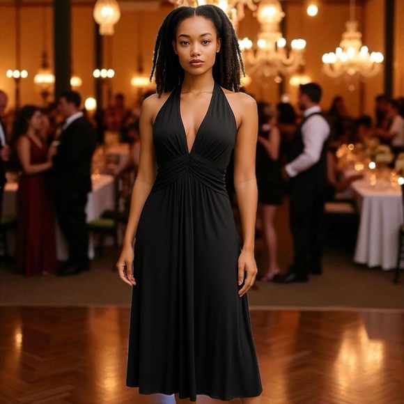 Fashions Best Kept Secret Bra Tops Black Elegant Maxi Dress Stretch Size Large - Picture 2 of 16